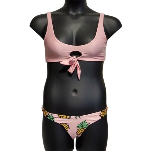 PINK Pineapple Keyhole Front Bikini Women's Small - Picture 1 of 3
